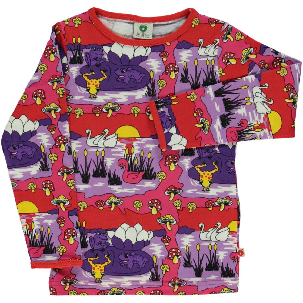 Swan & Frog Long Sleeve Shirt - Carmine - 2 Left Size 2-3 & 11-12 years-Smafolk-Modern Rascals