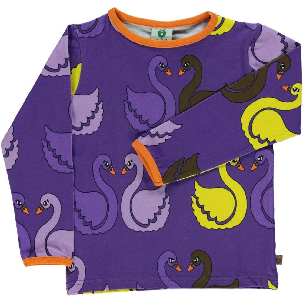 Swan Long Sleeve Shirt in Purple - 1 Left Size 11-12 years-Smafolk-Modern Rascals