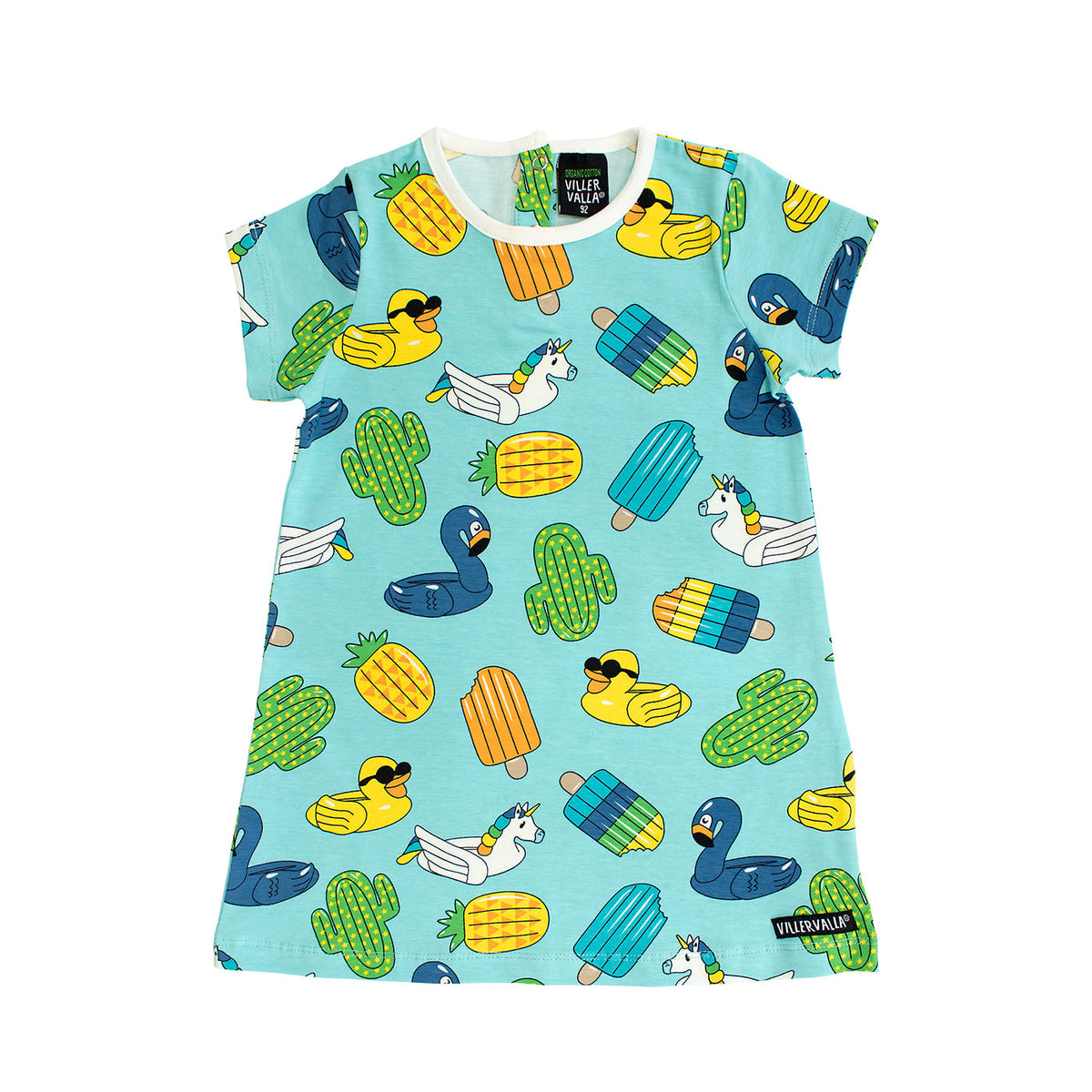 Swimming Animals Short Sleeve Dress - Light Reef - 1 Left Size 2-3 years-Villervalla-Modern Rascals