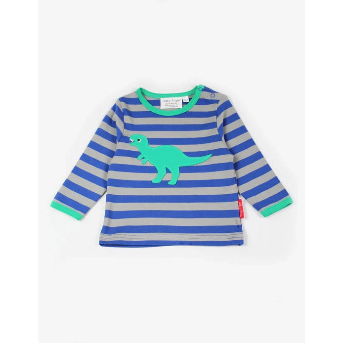 T-Rex Applique Long Sleeve T-Shirt - 1 Left Size 6-7 years-Toby Tiger-Modern Rascals