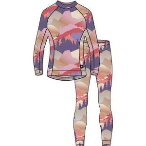 Taitoa Wool-Lyocell Blend Base Layer Set - Grey Pink - Print-Reima-Modern Rascals
