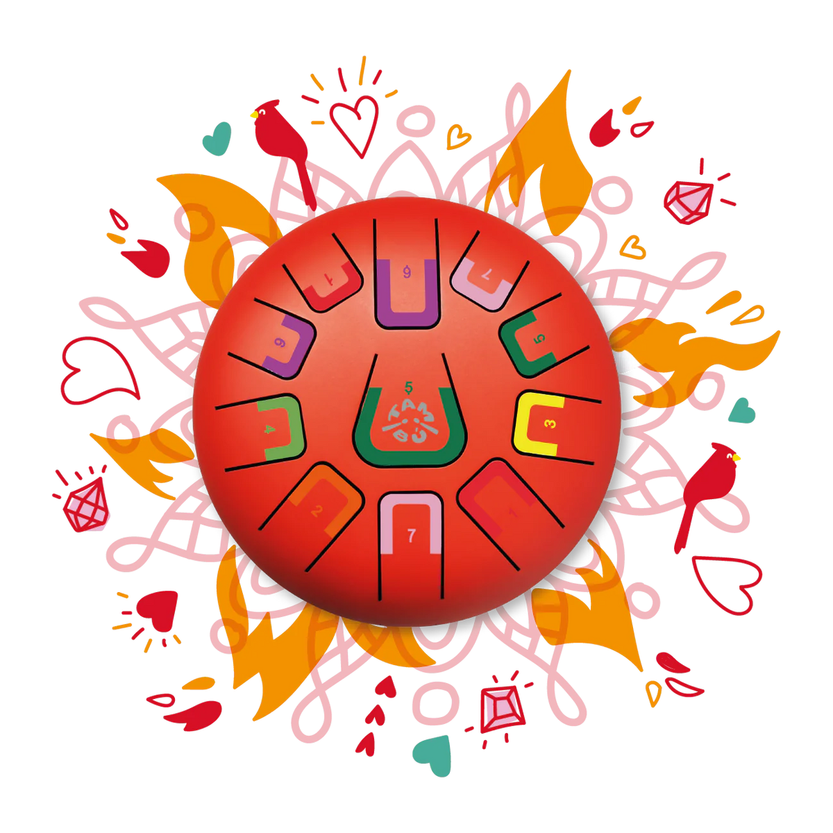 Tambu 8" 11 Tones Tongue Drum - Scarlet Sunset-Tambu-Modern Rascals