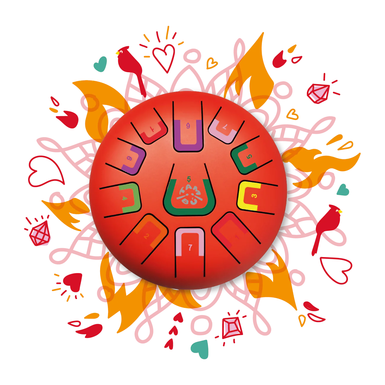 Tambu 8" 11 Tones Tongue Drum - Scarlet Sunset-Tambu-Modern Rascals