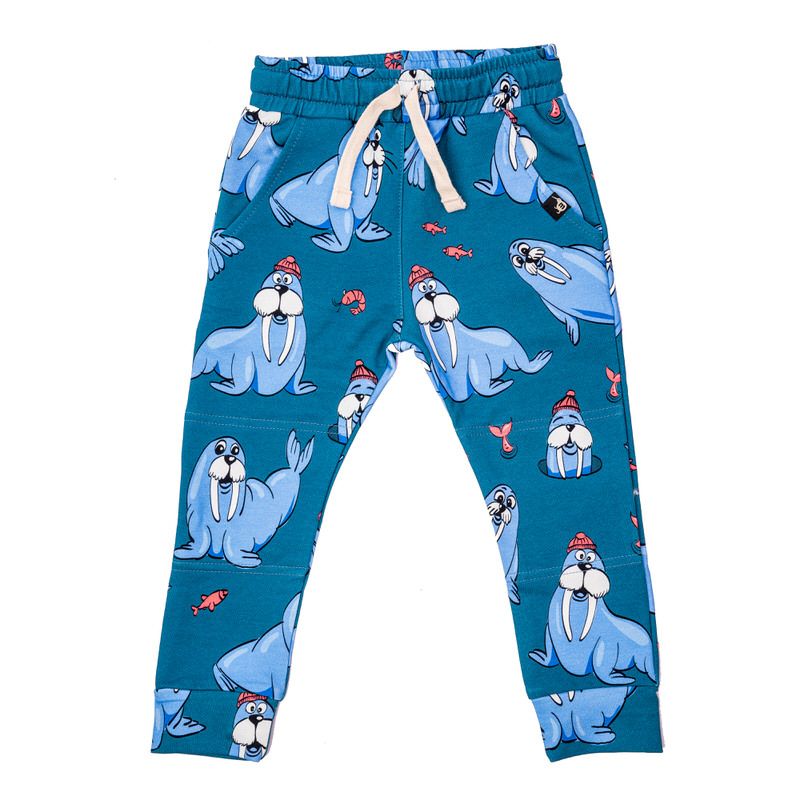 Teal Walrus Sweatpants - 2 Left Size 2-4 & 4-6 years-Mullido-Modern Rascals