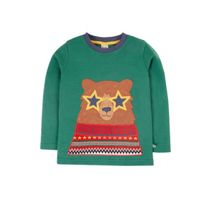 Teal/Fairisle Bear Terrific Applique Top-Frugi-Modern Rascals