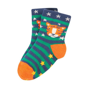 Tiger Multipack Grippy Socks - 2 Pack - 1 Left Size 0-6 months-Frugi-Modern Rascals
