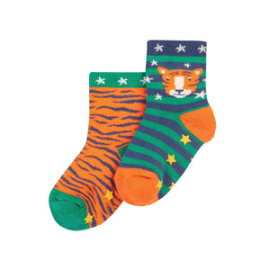Tiger Multipack Grippy Socks - 2 Pack - 1 Left Size 0-6 months-Frugi-Modern Rascals