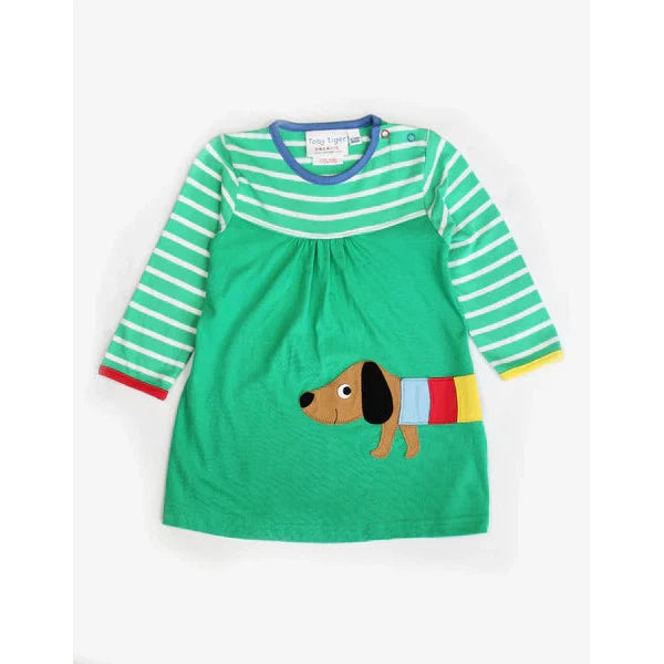 Toby Tiger Long Sleeve Sausage Dog Dress - Size 5-6 years / 116cm-Warehouse Find-Modern Rascals