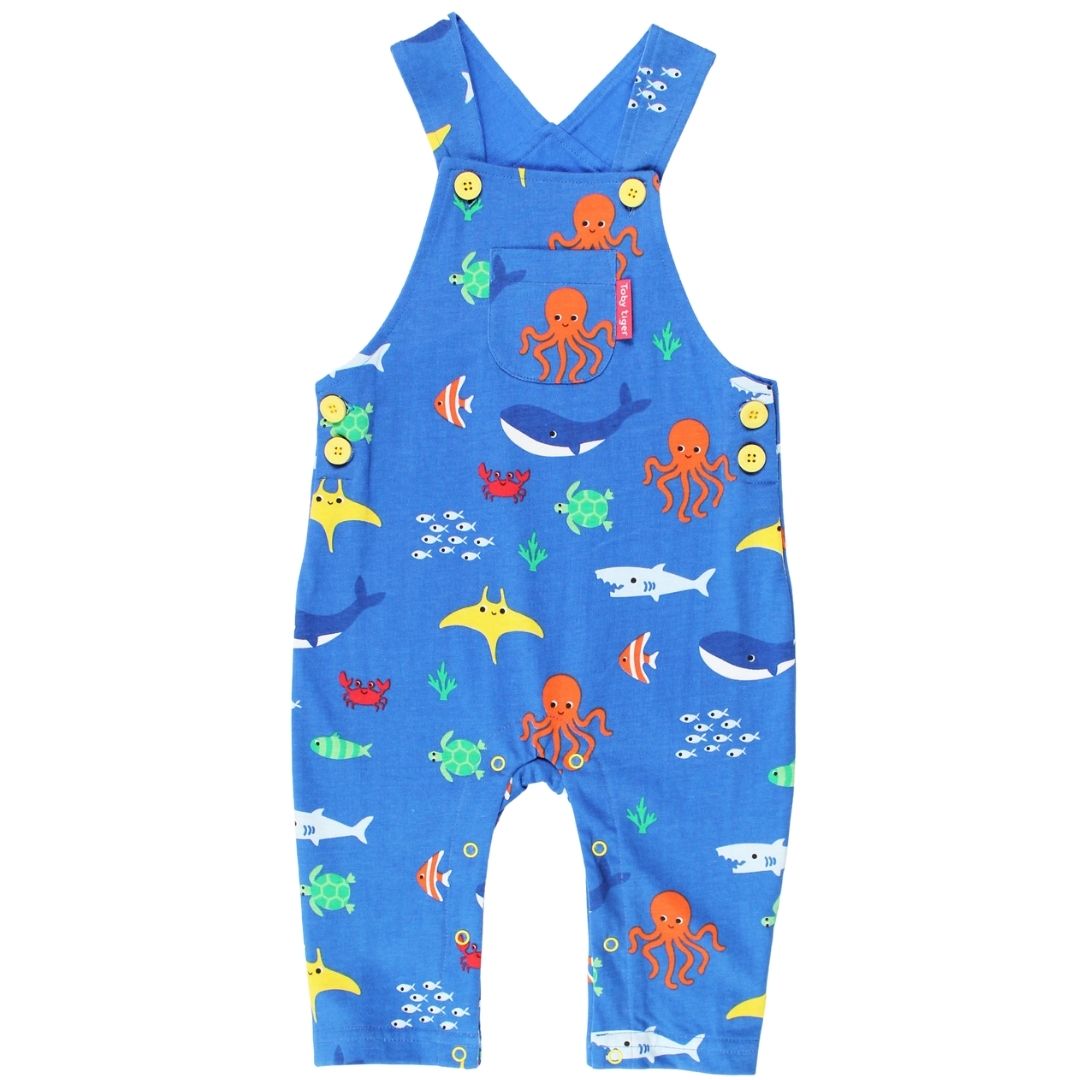 Toby Tiger Sealife Dungarees - Size 3-4 Years (104cm)-Warehouse Find-Modern Rascals