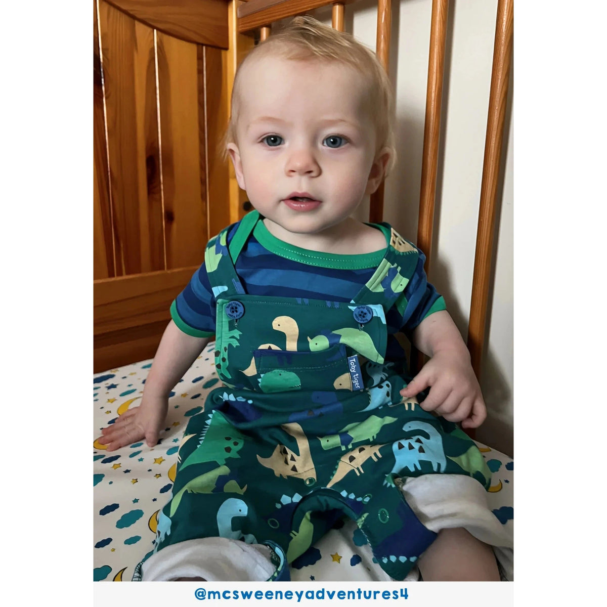 Tonal Dinosaur Print Dungarees - 1 Left Size 3-4 years-Toby Tiger-Modern Rascals