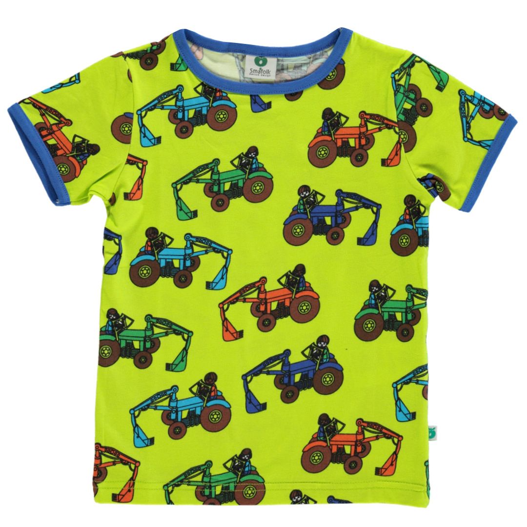 Tractors Short Sleeve Shirt - Bright Green - 2 Left Size 7-8 & 9-10 years-Smafolk-Modern Rascals