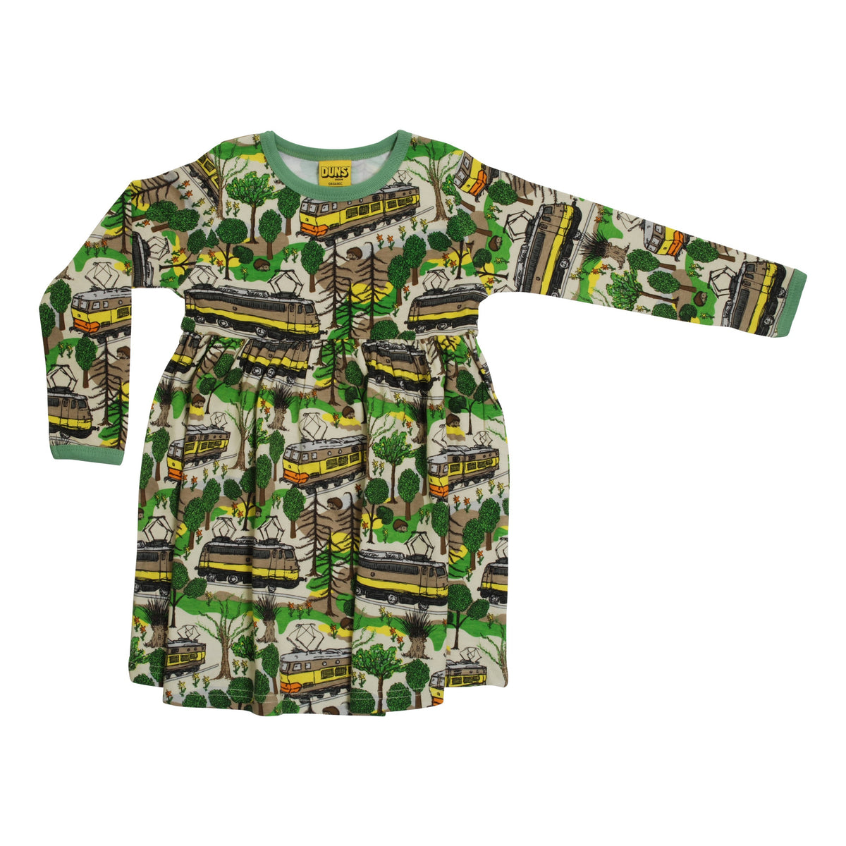 Train Long Sleeve Dress With Gathered Skirt - 2 Left Size 10-11 & 12-13 years-Duns Sweden-Modern Rascals