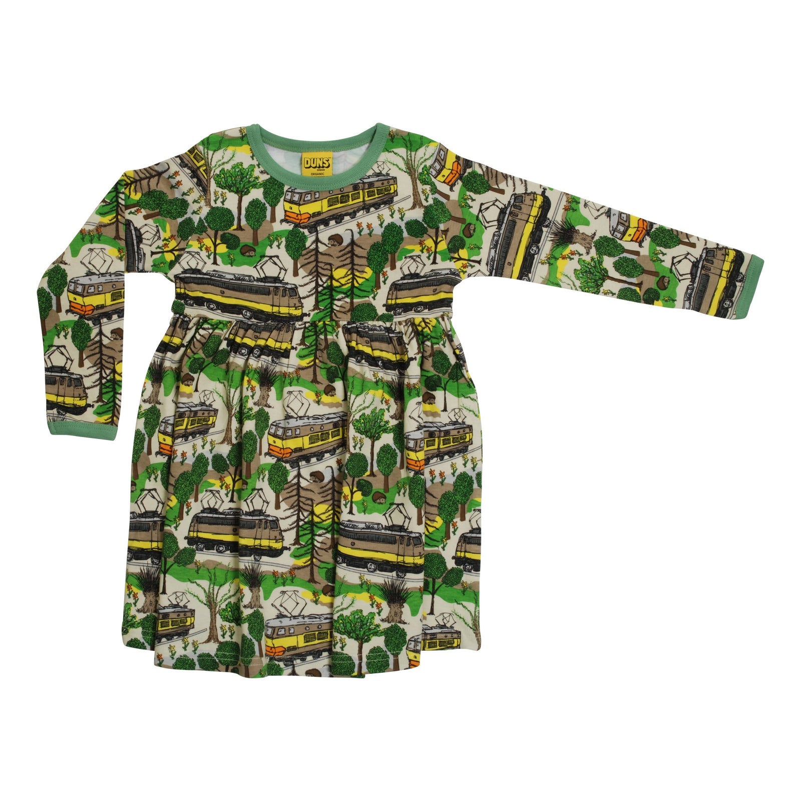 Train Long Sleeve Dress With Gathered Skirt - 2 Left Size 10-11 & 12-13 years-Duns Sweden-Modern Rascals