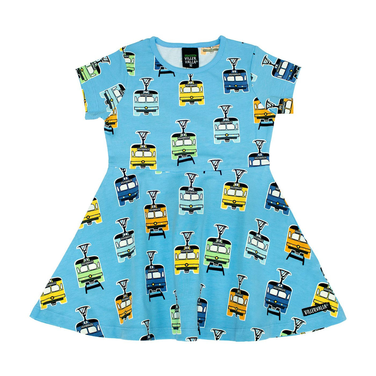 Tram Half Circle Short Sleeve Dress - Aqua - 1 Left Size 9-10 years-Villervalla-Modern Rascals