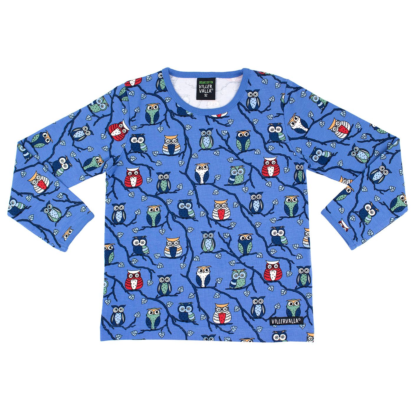 Blue Birds in Tree Print Long 2024 Sleeve Shirt