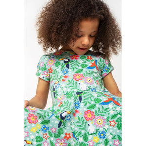 Tropical Birds Spring Skater Dress - 2 Left Size 3-4 & 5-6 years-Frugi-Modern Rascals