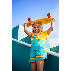 Tropical Sea/Rainbow Coast Towelling Shorts-Frugi-Modern Rascals
