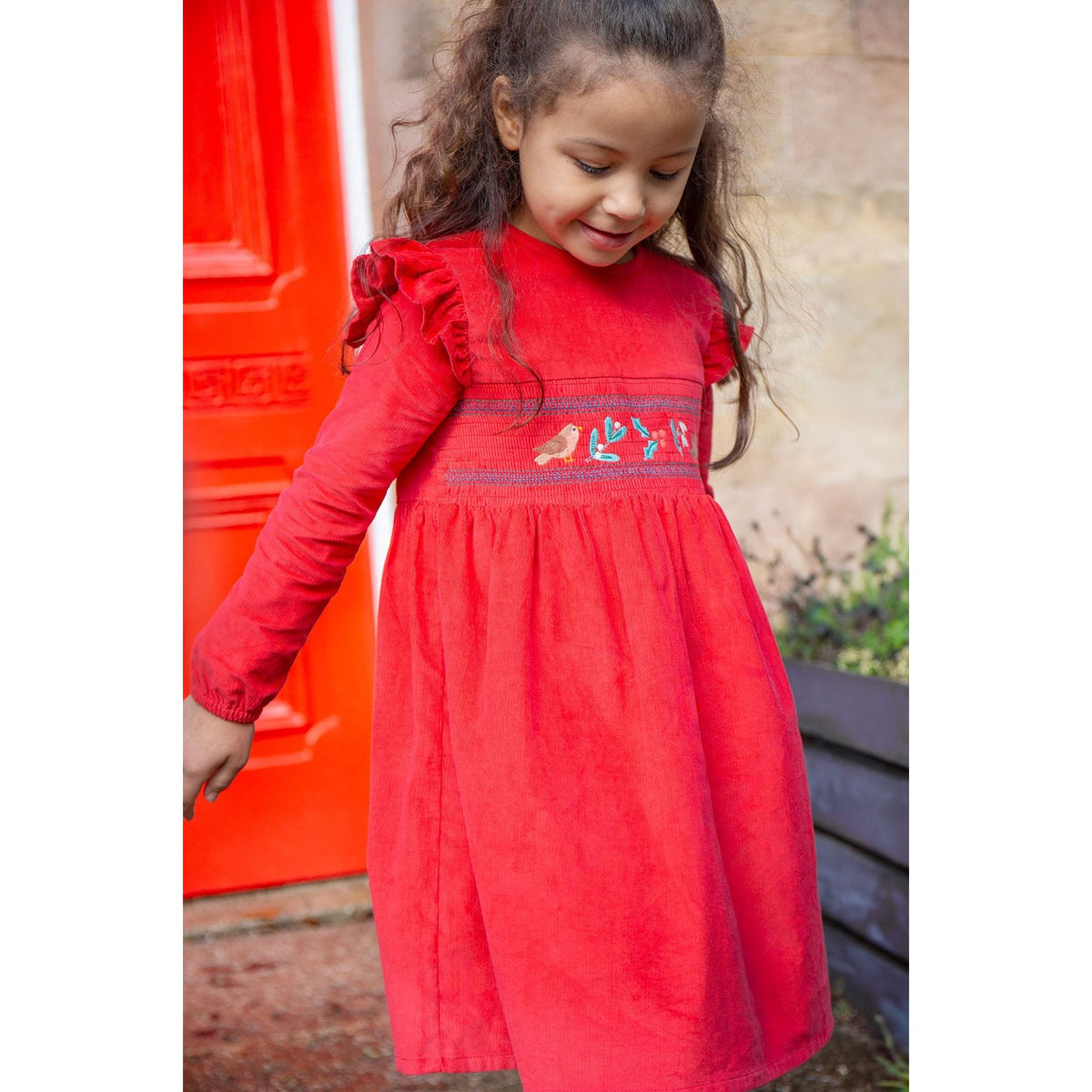 True Red/Robin Leonora Dress - 1 Left Size 9-10 years-Frugi-Modern Rascals