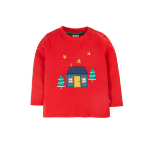 True Red/Winter Ira Interactive Applique Top - 2 Left Size 3-4 & 4-5 years-Frugi-Modern Rascals