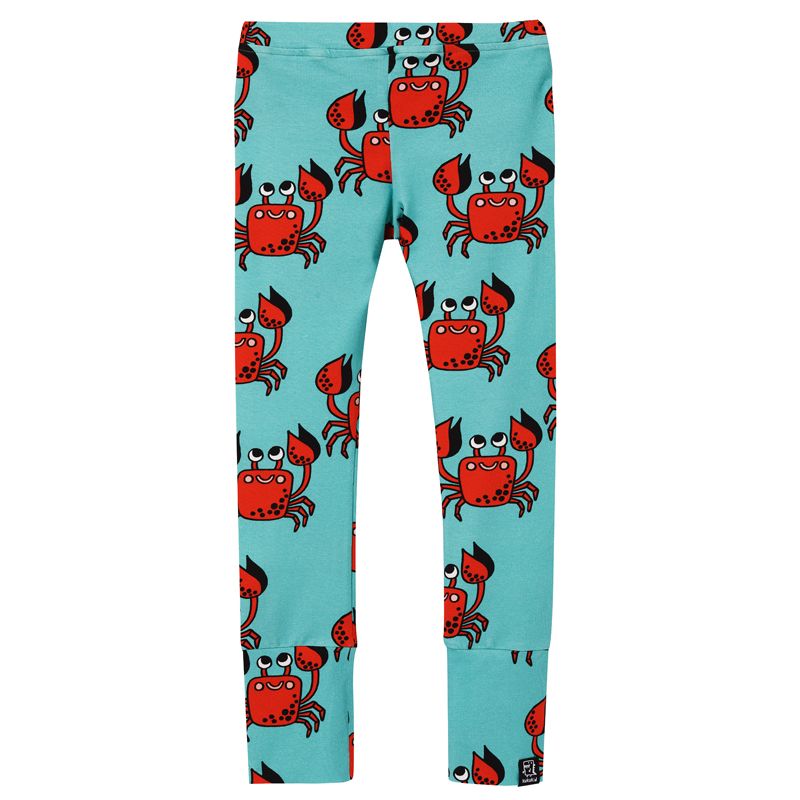 Turquoise Crab Leggings - 1 Left Size 10-12 years-KuKuKid-Modern Rascals