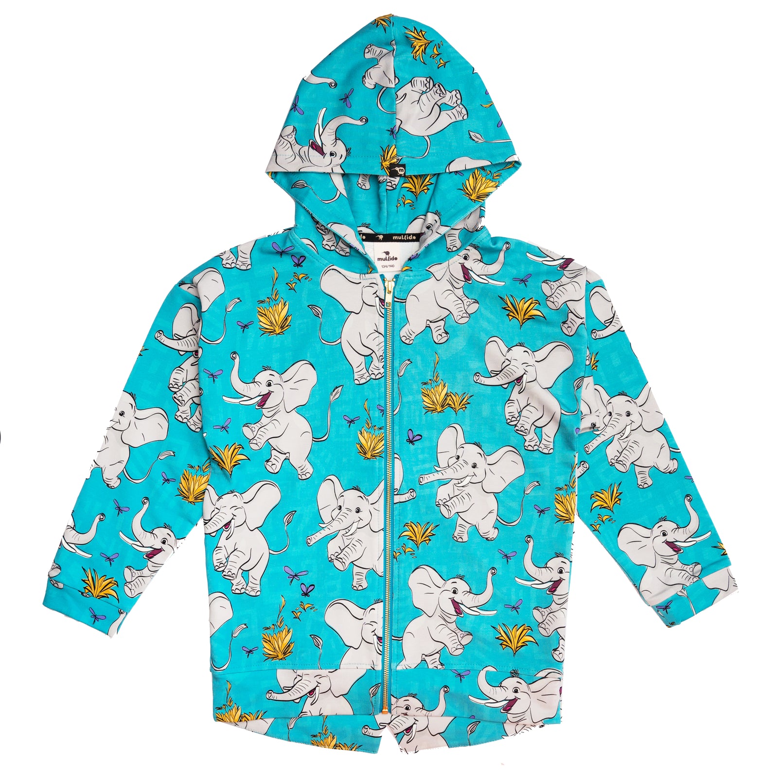 Turquoise Elephants Hoodie - 1 Left Size 4-6 years-Mullido-Modern Rascals