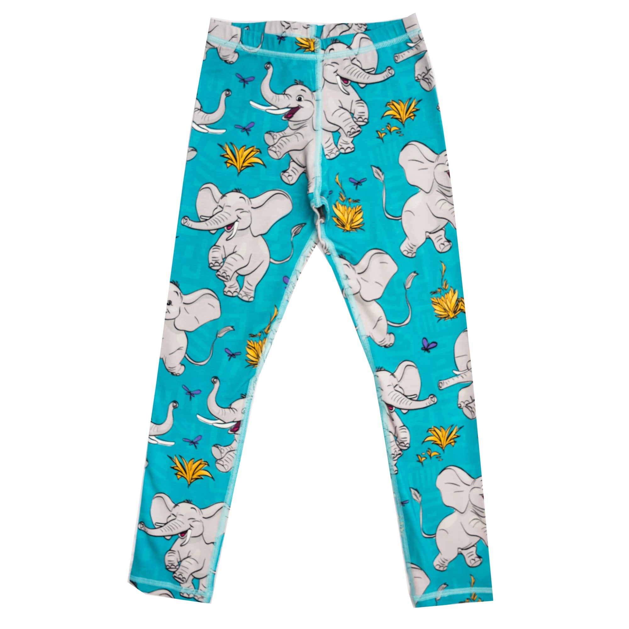 Turquoise Elephants Leggings-Mullido-Modern Rascals