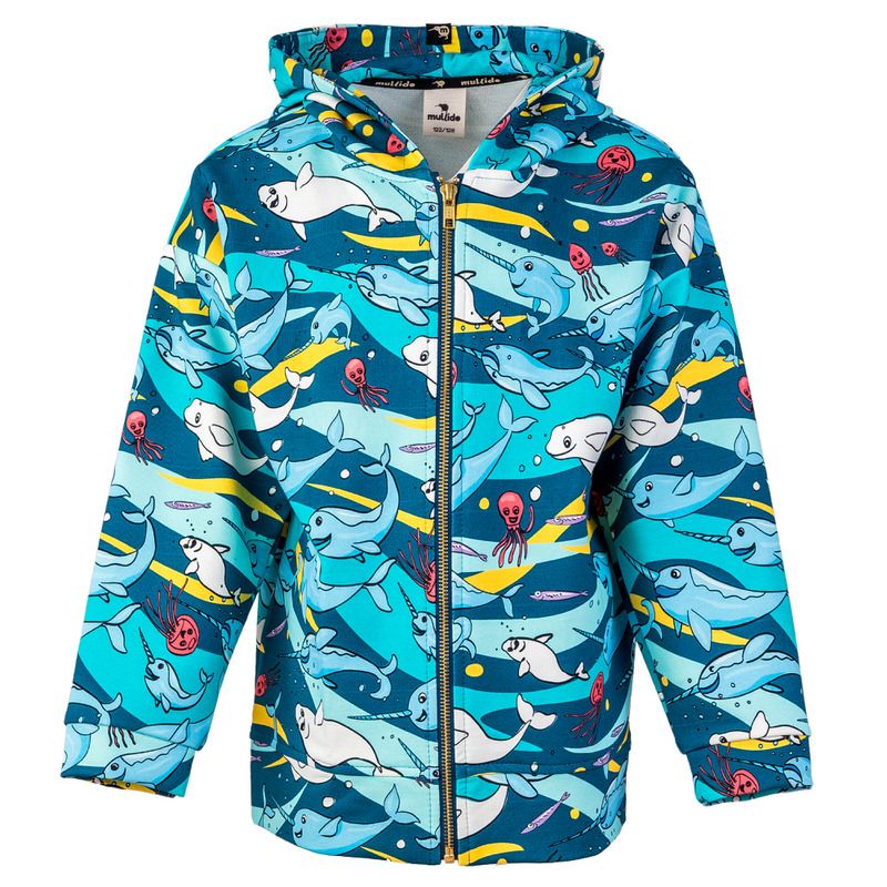 Turquoise Narwhals Hoodie - 1 Left Size 4-6 years-Mullido-Modern Rascals