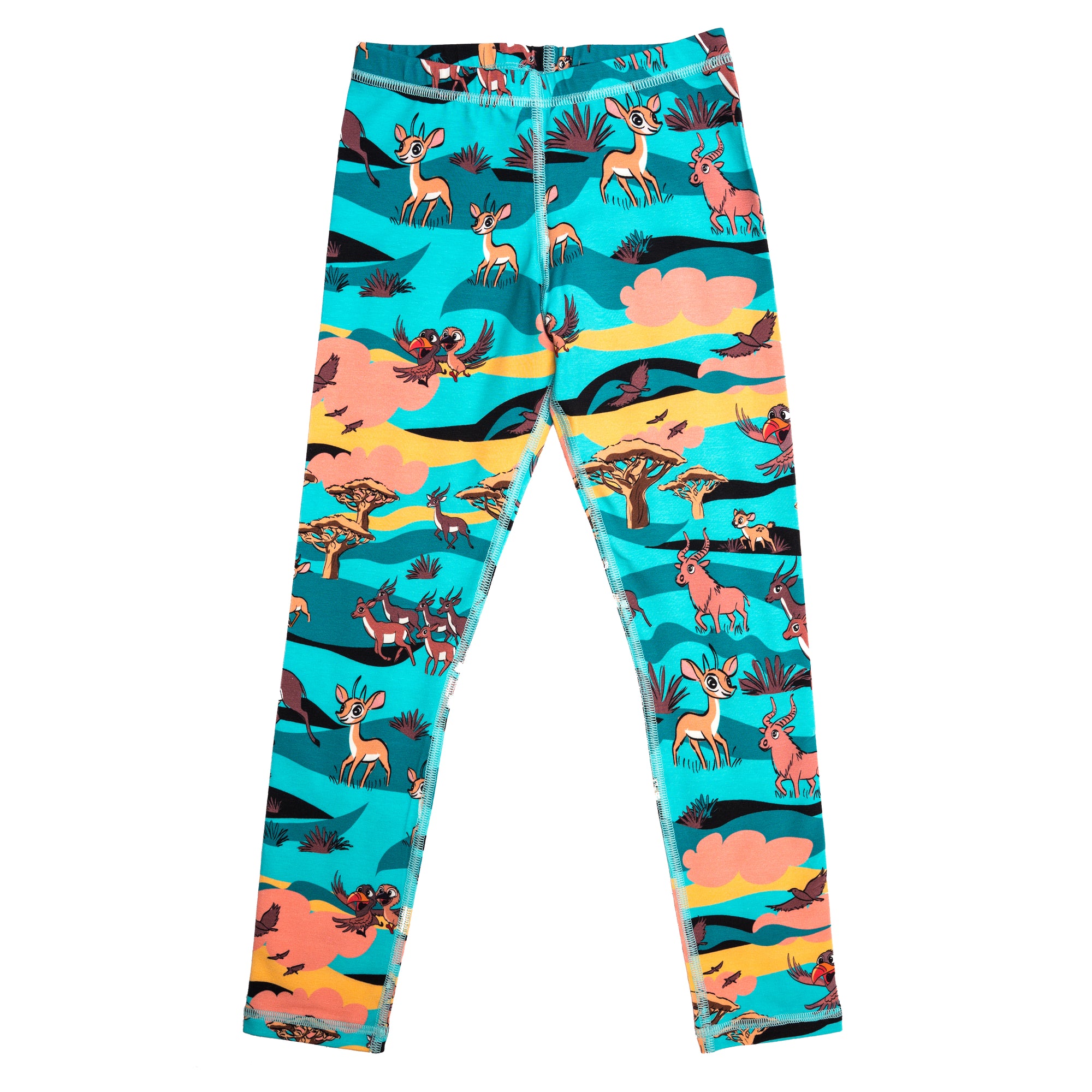 Turquoise Savanna Leggings - 1 Left Size 6-8 years-Mullido-Modern Rascals