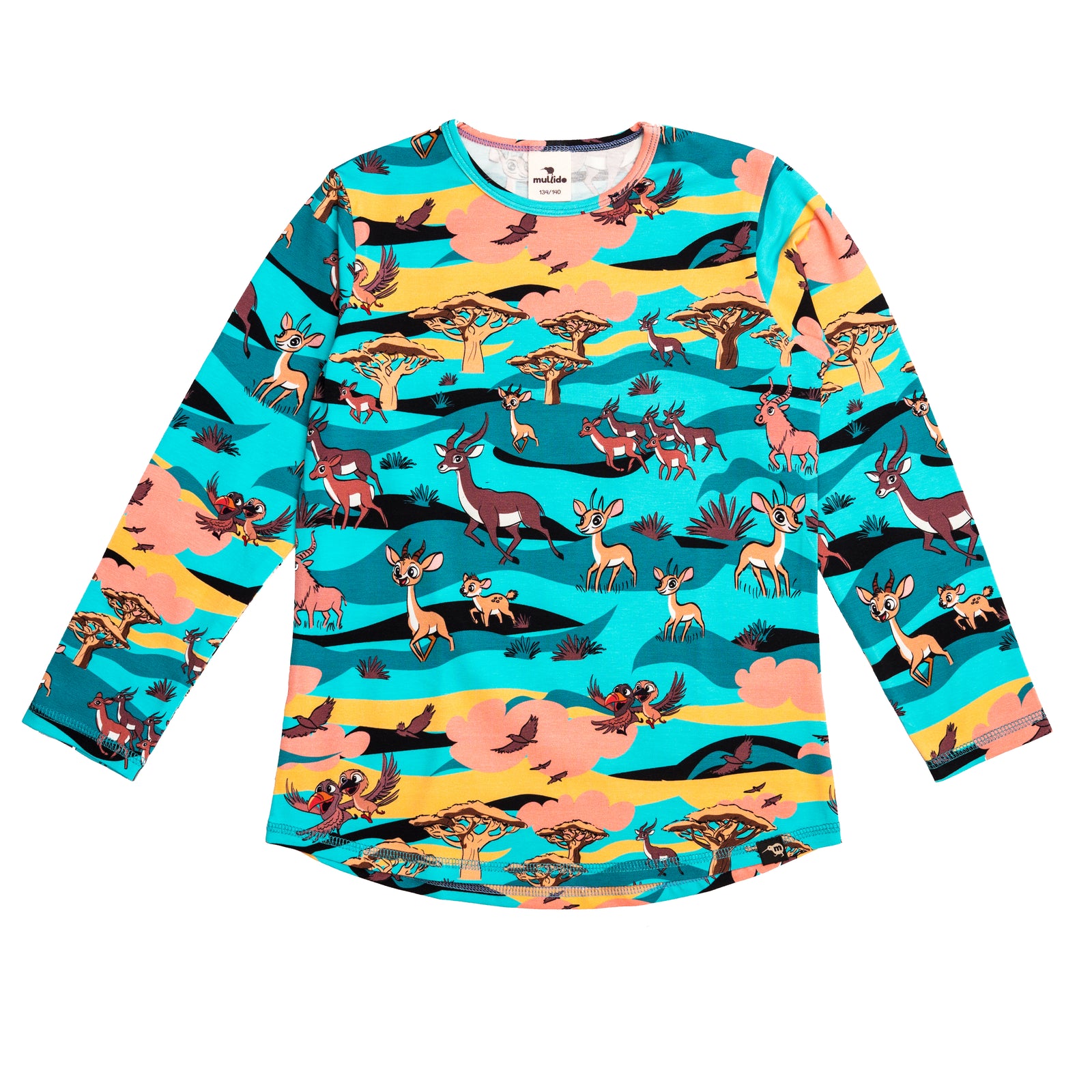 Turquoise Savanna Long Sleeve Shirt - 1 Left Size 4-6 years-Mullido-Modern Rascals