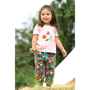 Twin Flower Pink Stripe/Bird Easy On Short Sleeve Shirt - 1 Left Size 6-12 months-Frugi-Modern Rascals