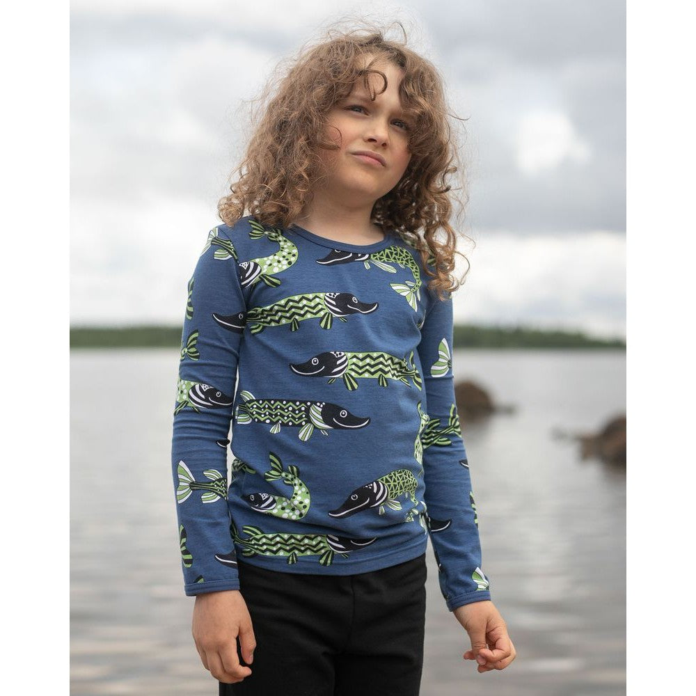 ULJAS Long Sleeve Shirt - Pike in Blueberry Forest - 1 Left Size 2-3 years-PaaPii-Modern Rascals