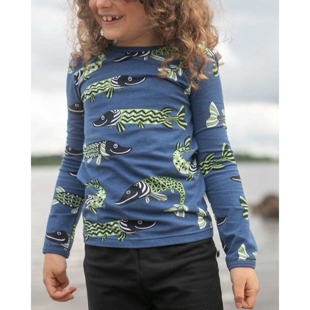 ULJAS Long Sleeve Shirt - Pike in Blueberry Forest - 1 Left Size 2-3 years-PaaPii-Modern Rascals
