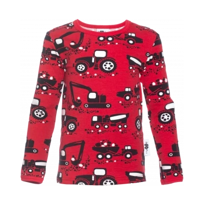 ULJAS Long Sleeve Shirt - Work Machines in Red - 1 Left Size 5-6 years-PaaPii-Modern Rascals