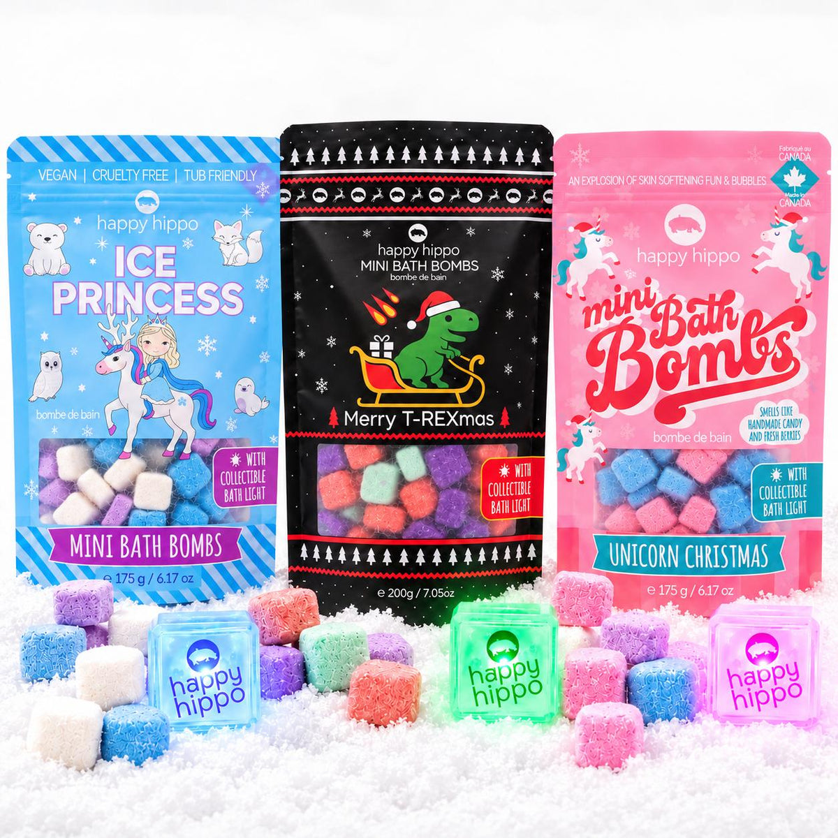 Unicorn Christmas - Mini Bath Bombs with Bath Light-Happy Hippo Bath-Modern Rascals