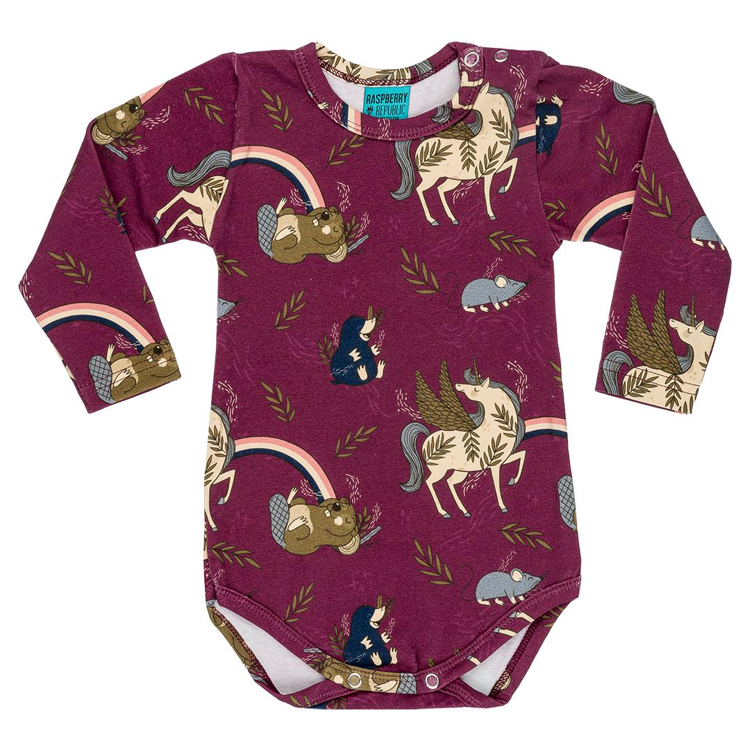 Unicorn Crew Long Sleeve Onesie - 1 Left Size 6-9 months-Raspberry Republic-Modern Rascals