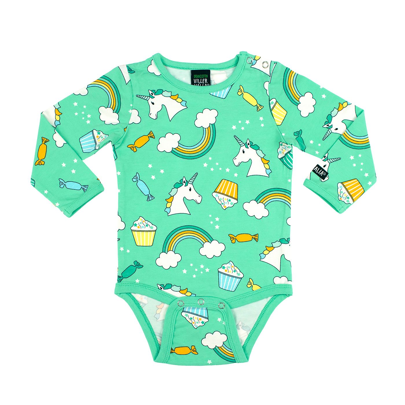 Unicorn Long Sleeve Onesie - Pear - 2 Left size 3-6 & 6-9 months-Villervalla-Modern Rascals