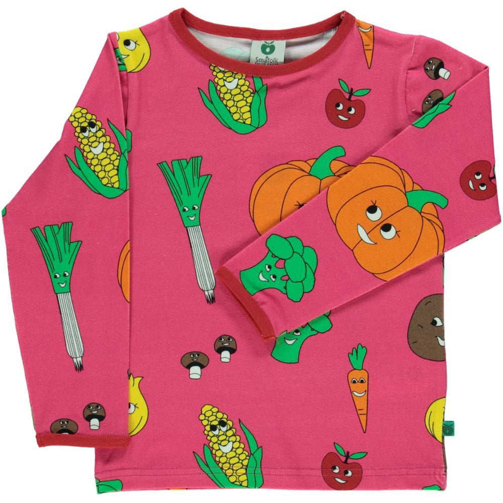 Vegetable Long Sleeve Shirt - Pink - 2 Left Size 9-10 & 11-12 years-Smafolk-Modern Rascals