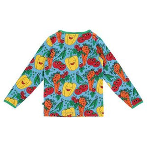 Vegetables Long Sleeve Shirt - Blue Grotto - 2 Left Size 7-8 & 9-10 years-Smafolk-Modern Rascals