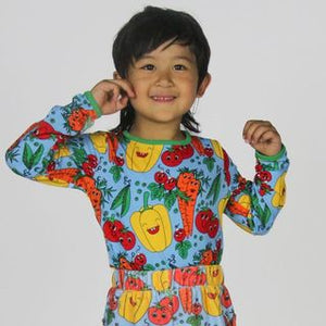 Vegetables Long Sleeve Shirt - Blue Grotto - 2 Left Size 7-8 & 9-10 years-Smafolk-Modern Rascals