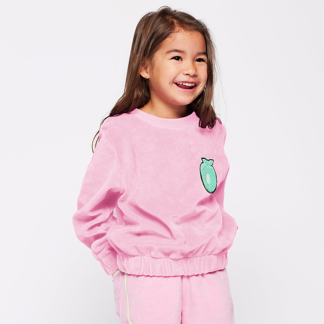 Velour Sweatshirt in Candy Floss - 2 Left Size 2-3 & 3-4 years-Smafolk-Modern Rascals