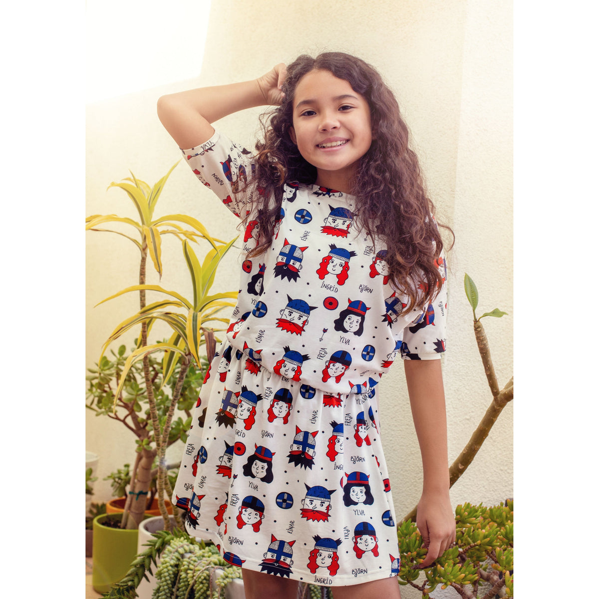 Vikings Short Sleeve Dress - 1 Left Size 9-11 years-Raspberry Republic-Modern Rascals