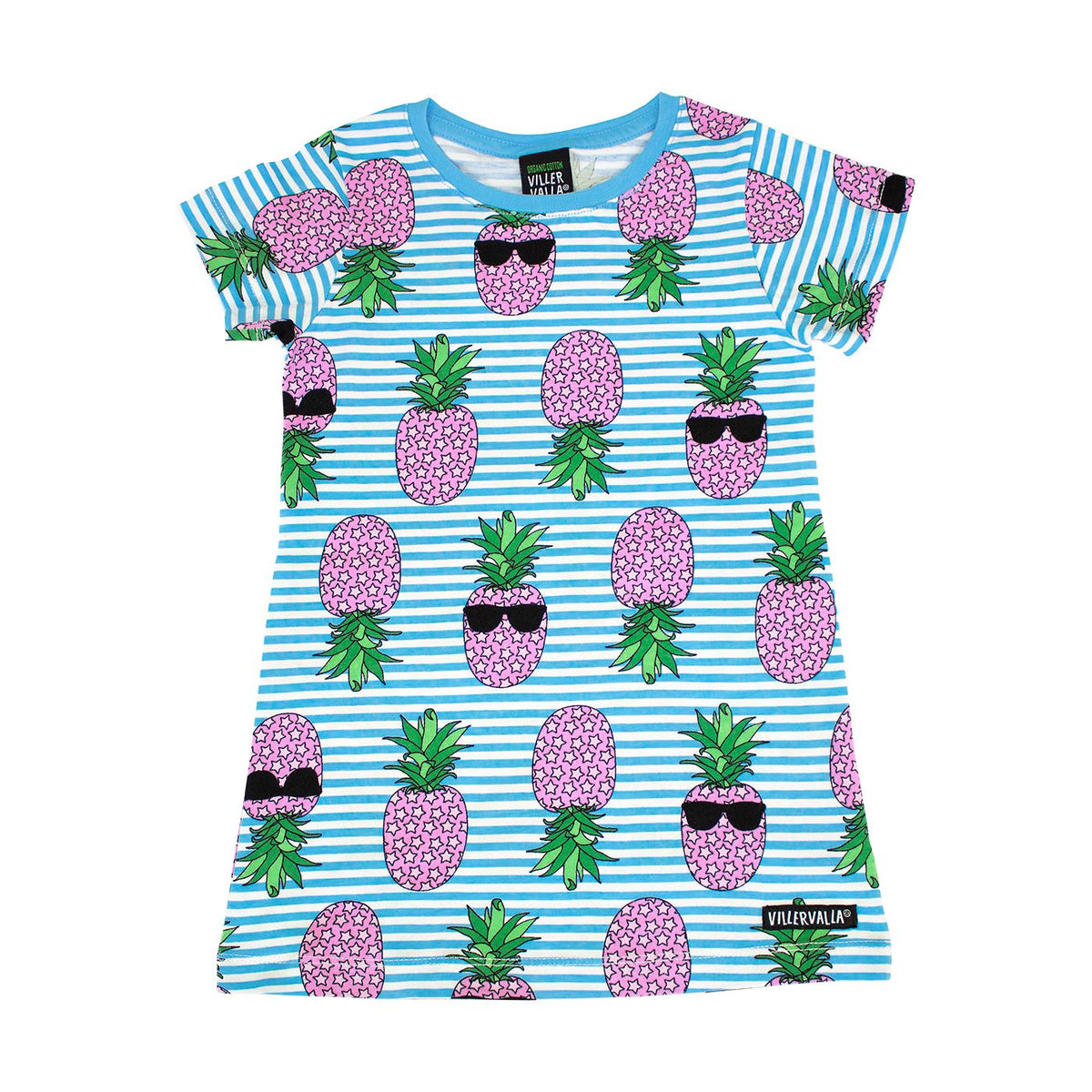 Villervalla Cool Fruit Short Sleeve Dress - Aqua - 1 Left Size 10-11 years-Warehouse Find-Modern Rascals