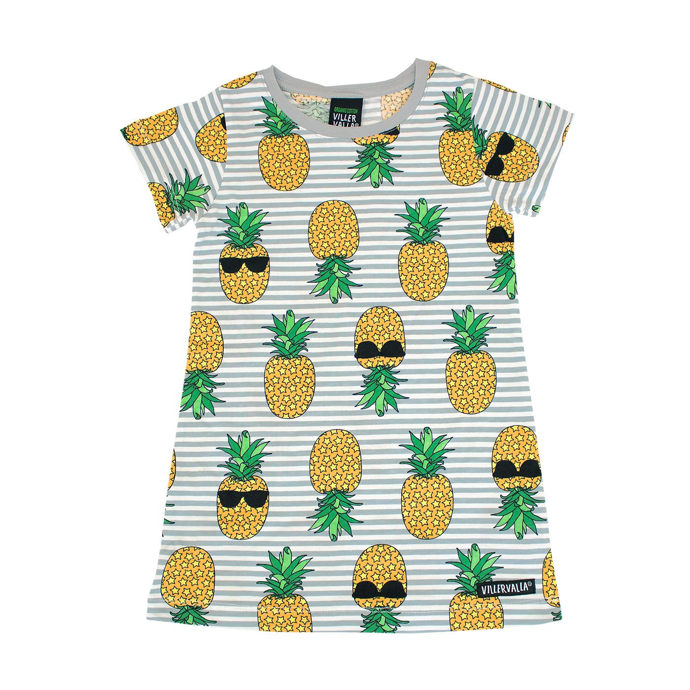Villervalla Cool Fruit Short Sleeve Dress - Fossil - 1 Left Size 10-11 years-Warehouse Find-Modern Rascals