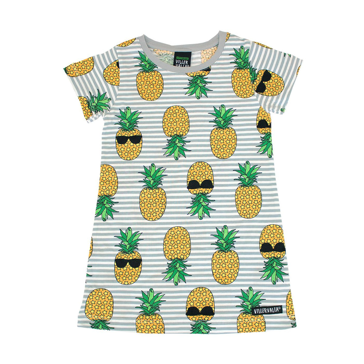 Villervalla Cool Fruit Short Sleeve Dress - Fossil - 2 Left Size 9-10 & 10-11 years-Warehouse Find-Modern Rascals