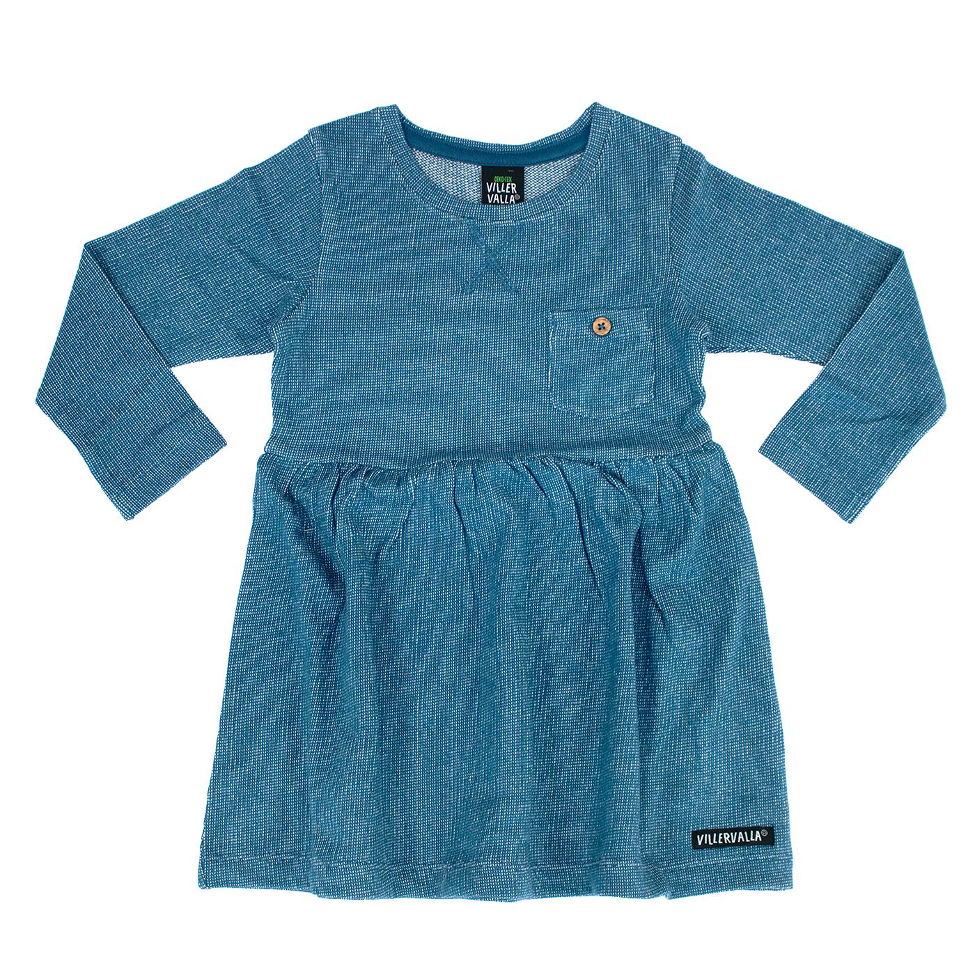 Villervalla Nordic Knit Long Sleeve Flared Dress in Dark Ocean - Size 2-3 years (98cm)-Warehouse Find-Modern Rascals