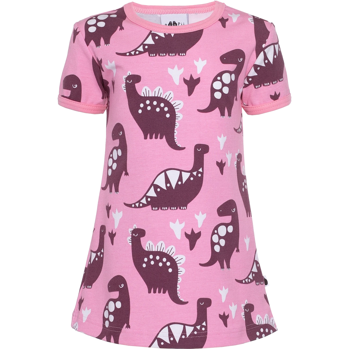VIOLA Short Sleeve Tunic - Dinosaurs in Light Pink and Beetroot - 1 Left Size 9-10 years-PaaPii-Modern Rascals
