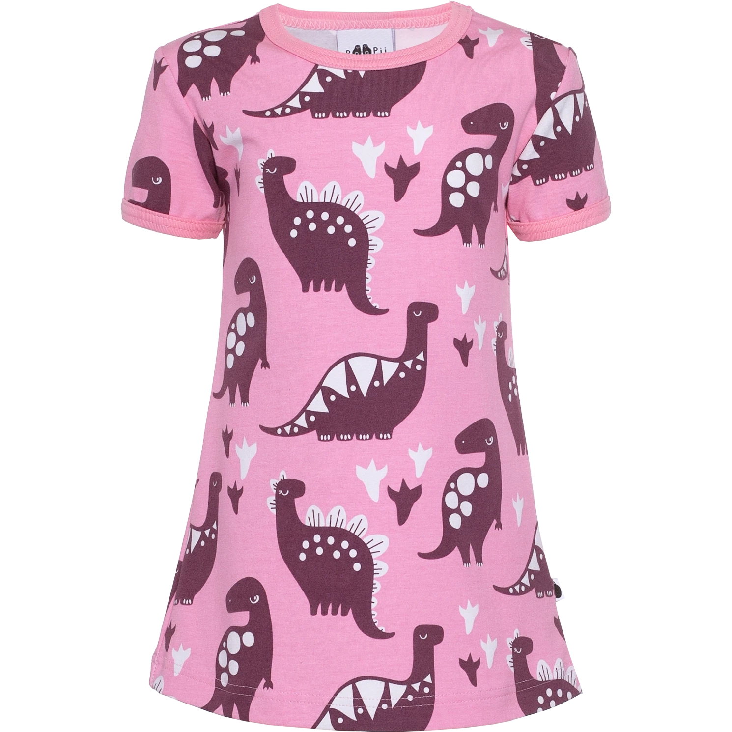 VIOLA Short Sleeve Tunic - Dinosaurs in Light Pink and Beetroot - 1 Left Size 9-10 years-PaaPii-Modern Rascals