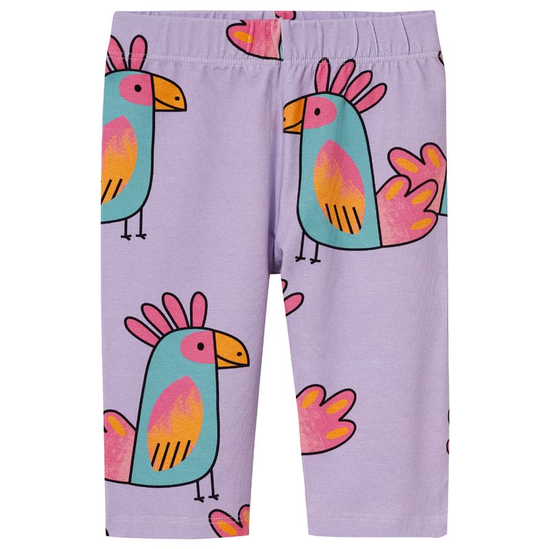 Violet Parrots Short Leggings - 1 Left Size 4-6 years-KuKuKid-Modern Rascals
