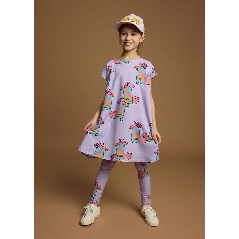 Violet Parrots Short Sleeve Casual Dress - 1 Left Size 4-6 years-KuKuKid-Modern Rascals