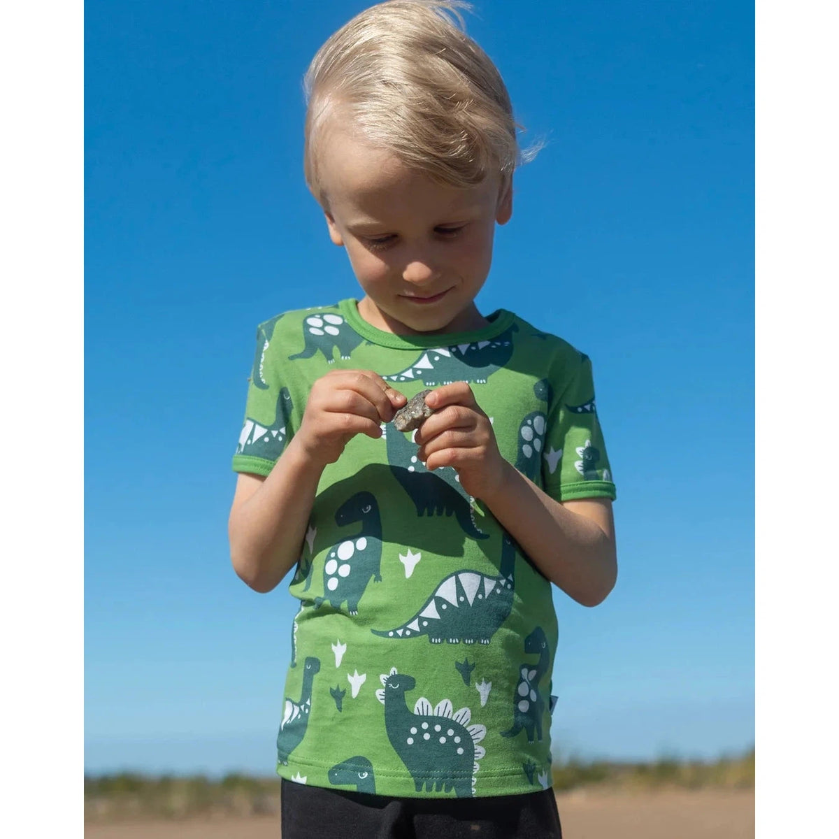 VISA Short Sleeve Shirt - Dinosaur in Forest and Dark Green - 1 Left Size 9-10 years-PaaPii-Modern Rascals
